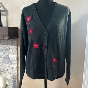 K Studio women's XL tank top futon up cardigan acrylic wool blend sweater